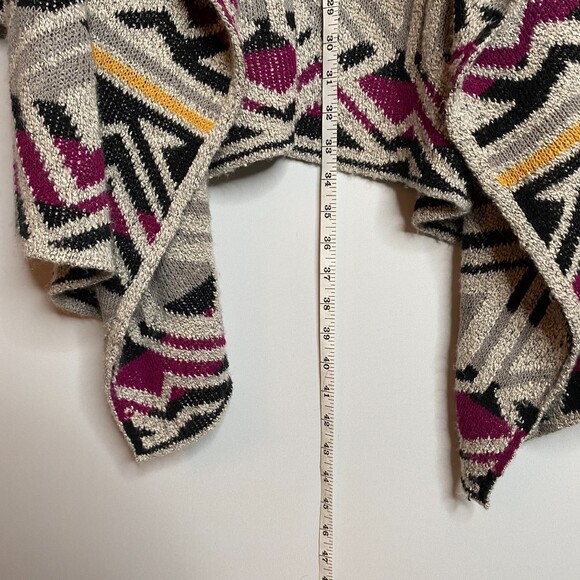 Lucky Brand Geometric Design Soft Warm Cozy Chunky Open Front Cardigan Small - Picture 11 of 11
